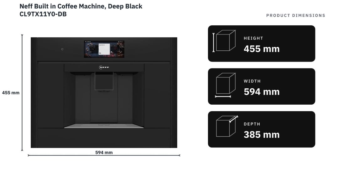 Neff Built in Coffee Machine, Deep Black CL9TX11Y0-DB — product dimensions