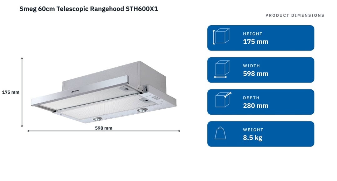 Smeg 60cm Telescopic Rangehood STH600X1