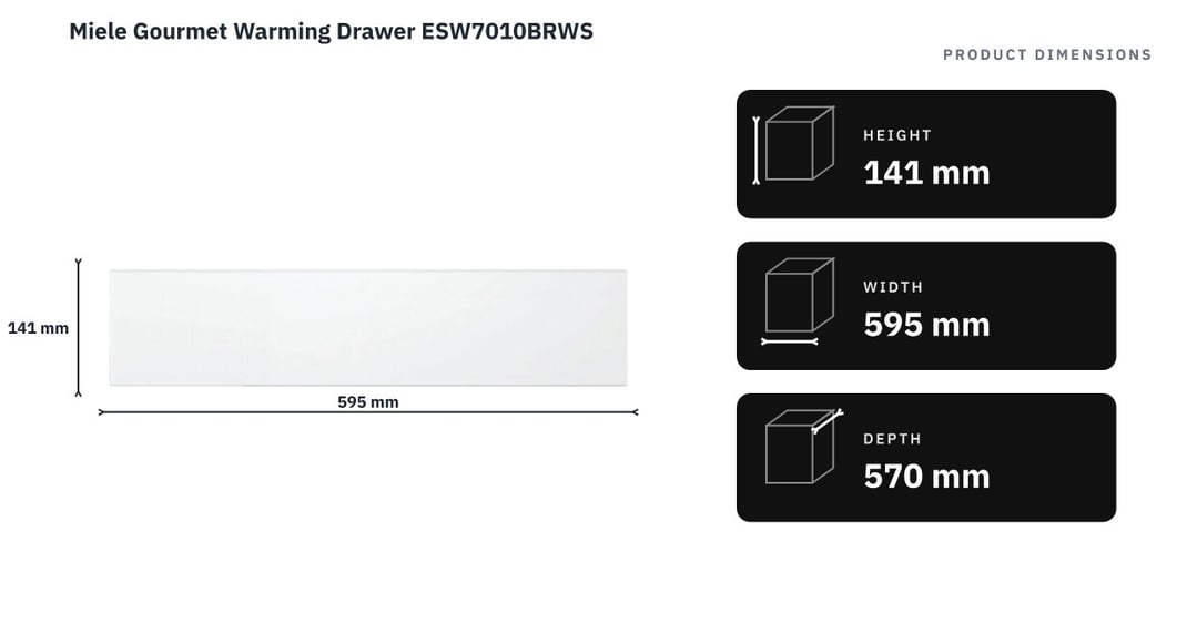 Miele Gourmet Warming Drawer ESW7010BRWS — product dimensions