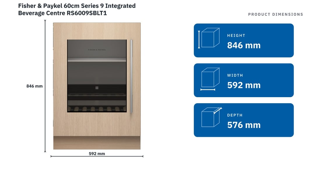 Fisher & Paykel 60cm Series 9 Integrated Beverage Centre RS6009SBLT1