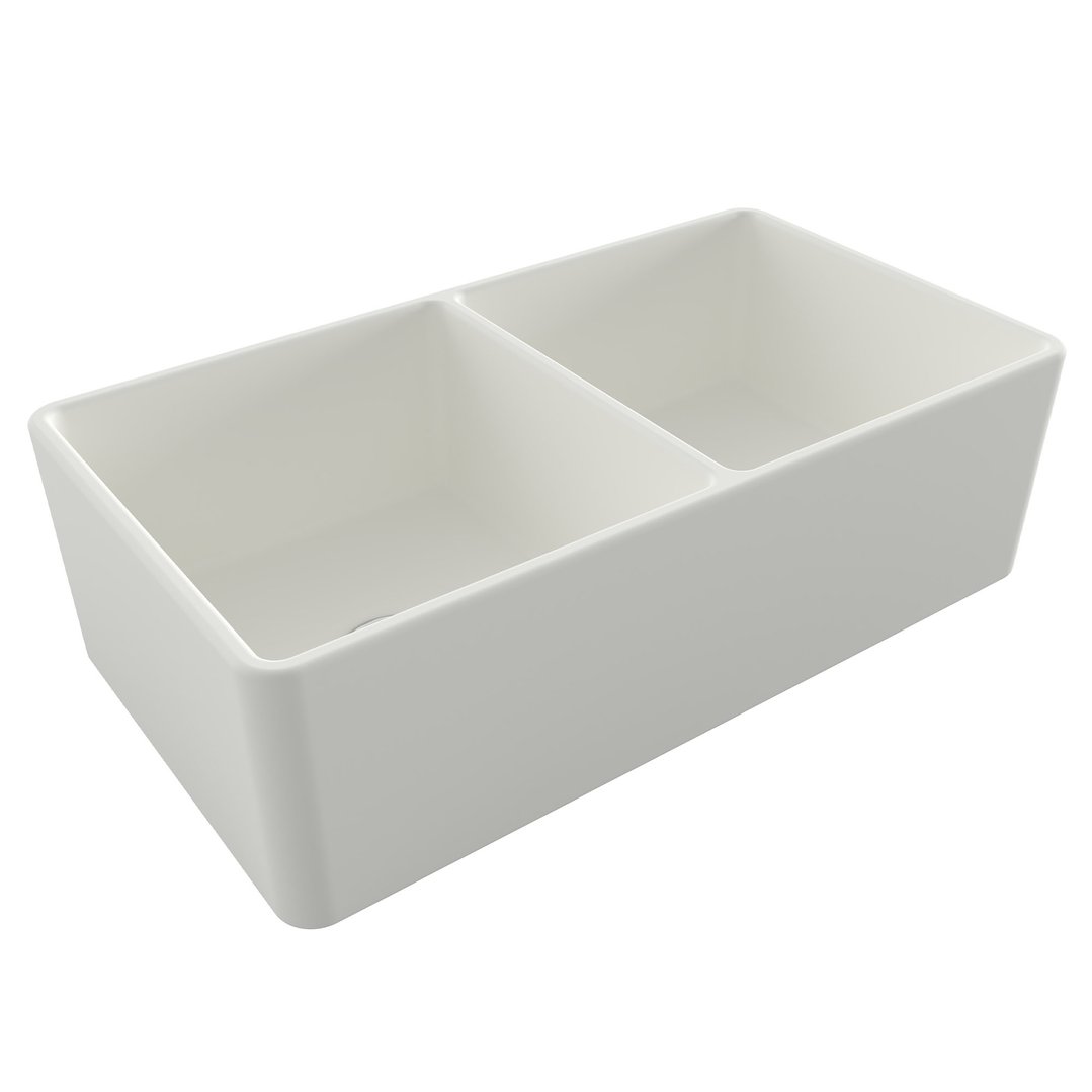 Turner Hastings Novi 85x46 Double Bowl Fireclay Butler Sink - Matte White NO853FS-MW