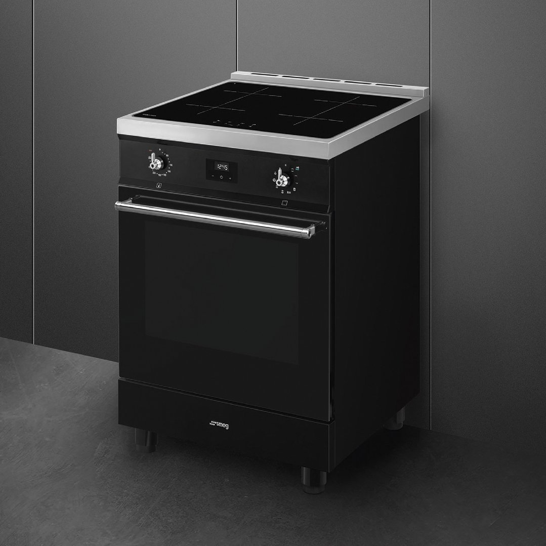 Smeg 60cm Classic Pyrolytic 4 Zone Induction Freestanding Cooker - Gloss Black C6IPBLT2