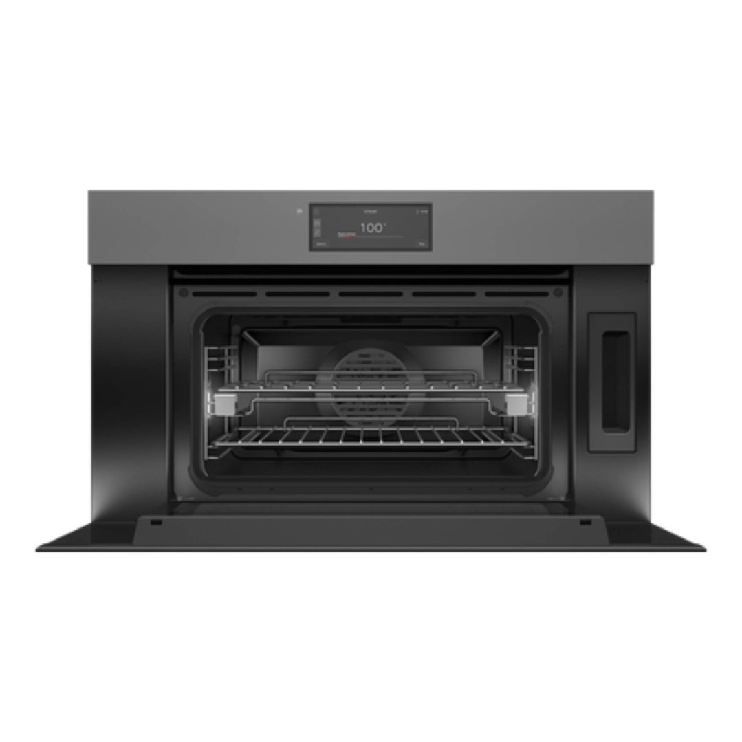 Fisher & Paykel 76cm Series 9, Minimal Handleless Compact Combi-Steam Oven, Grey Glass OS76NMUNG3