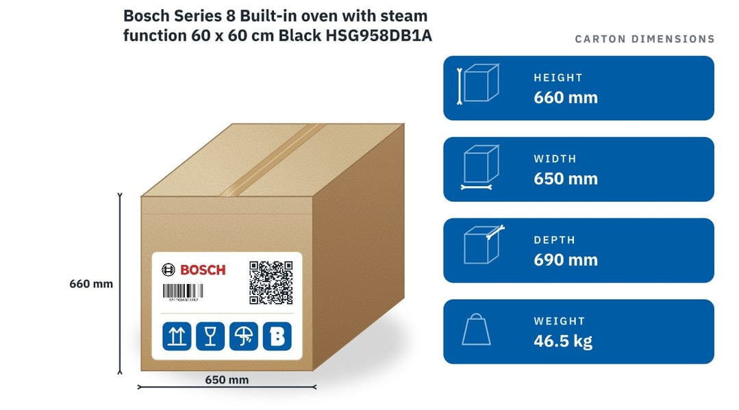 Bosch Series 8 Built-in oven with steam function 60 x 60 cm Black HSG958DB1A
