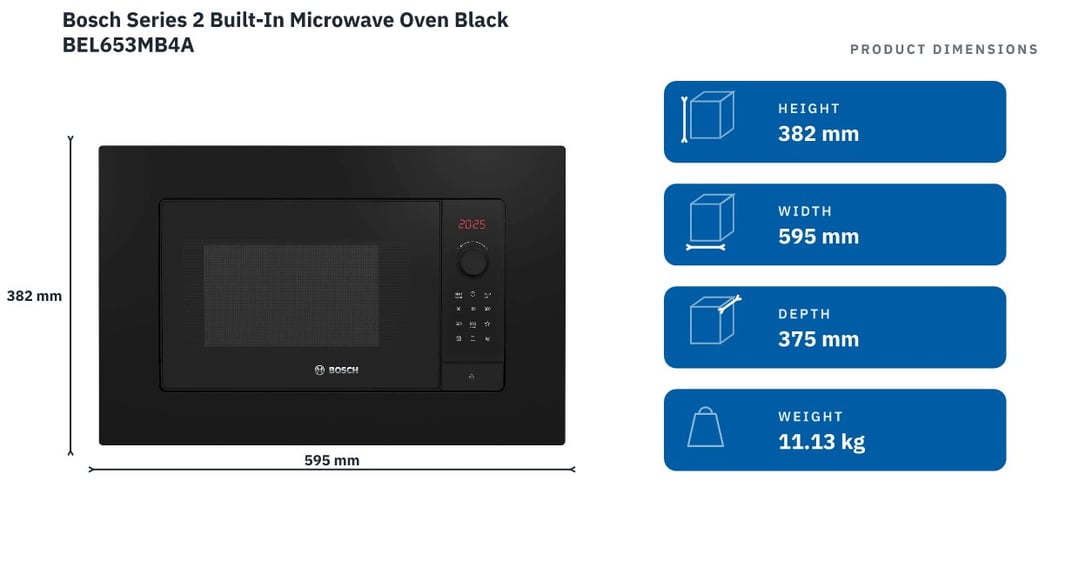 Bosch Series 2 Built-In Microwave Oven Black BEL653MB4A