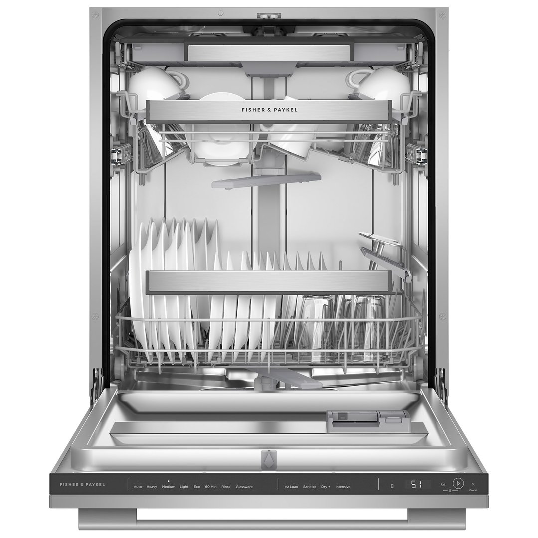 Fisher & Paykel Series 7, Contemporary Built-under Dishwasher, Black Stainless Steel, Square Handle DW60UDT4X4
