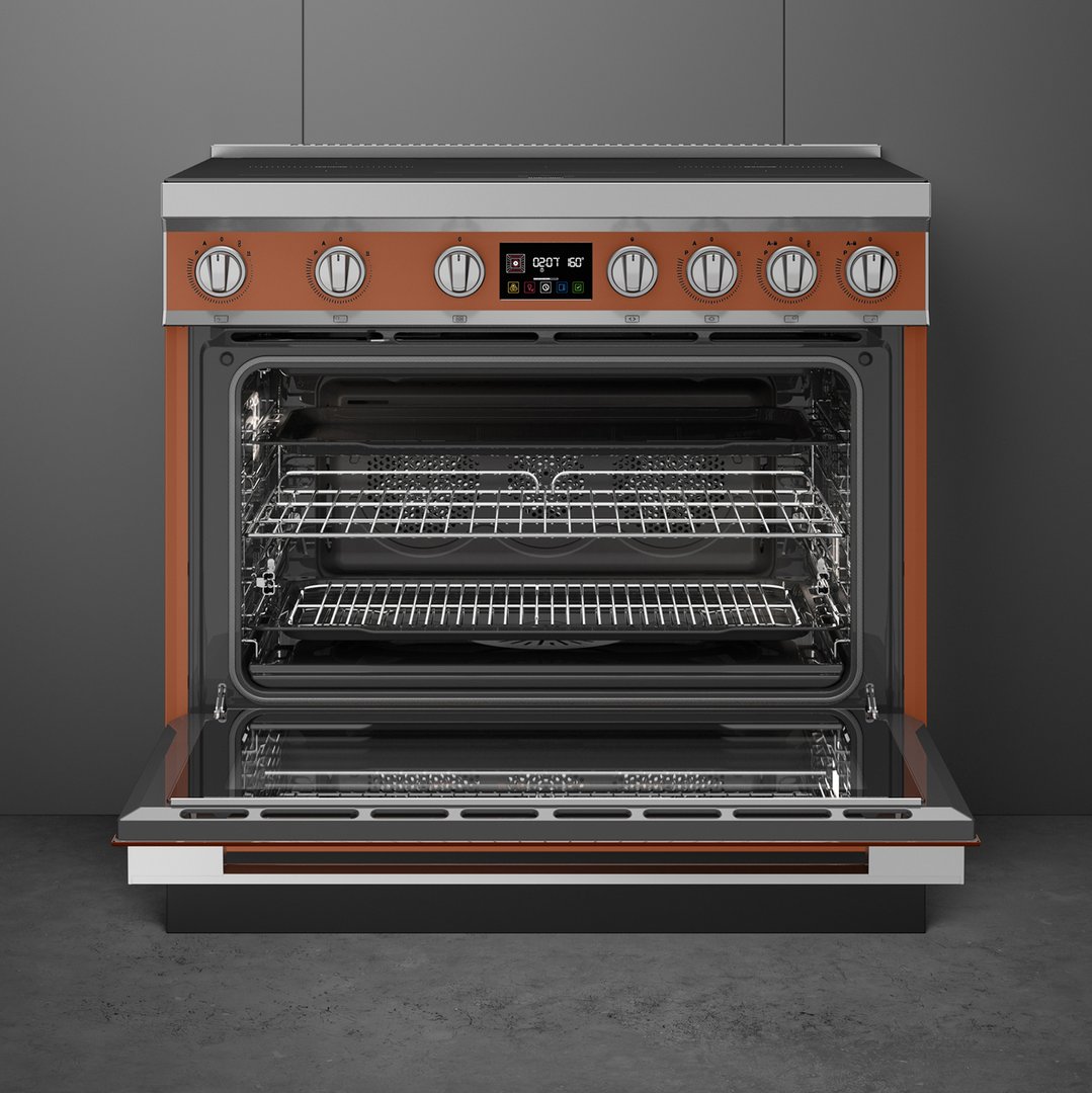 Smeg 90cm Portofino Induction Pyrolytic Freestanding Oven - Amber Clay CPF90I1PAC2