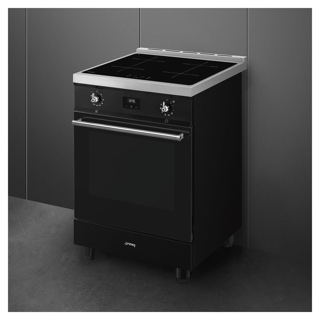 Smeg 60cm Classic Pyrolytic 4 Zone Induction Freestanding Cooker - Gloss Black C6IPBLT2