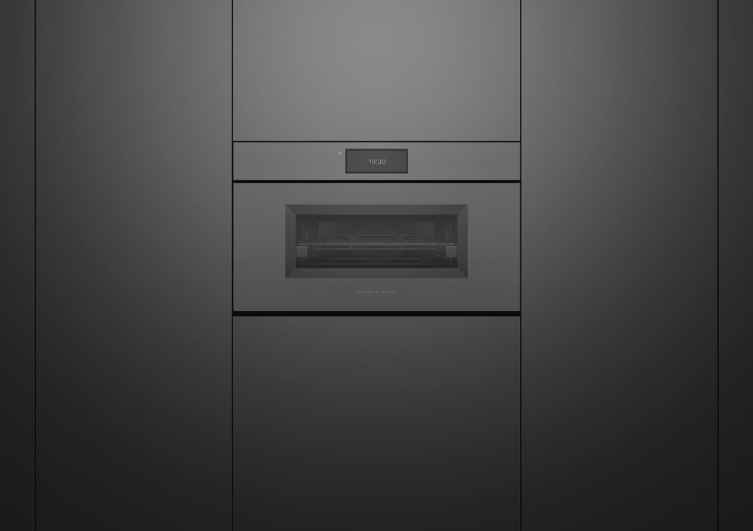 Fisher & Paykel 76cm Series 9, Minimal Handleless Compact Combi-Steam Oven, Grey Glass OS76NMUNG3