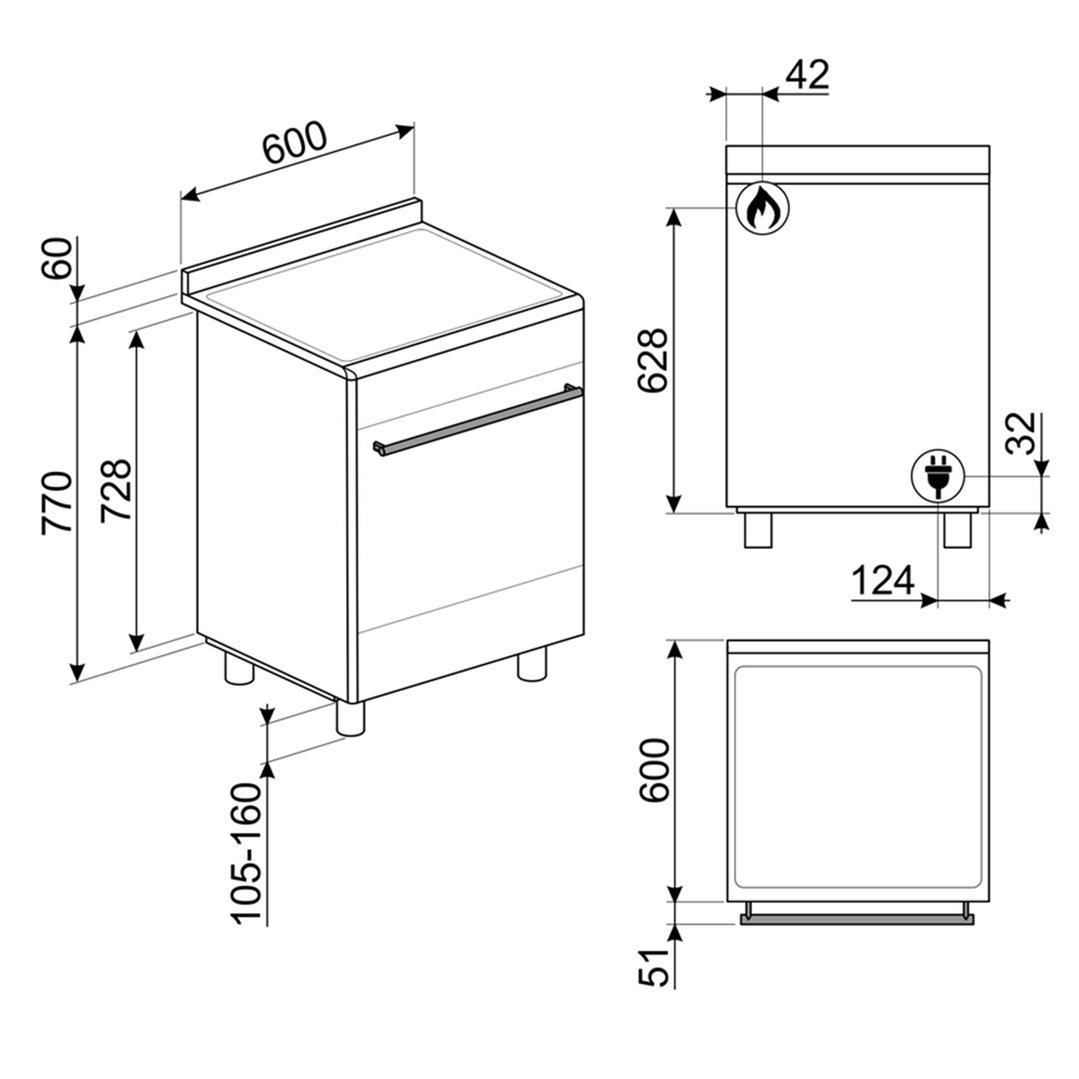 Smeg Classic 60cm Dual Fuel Upright Cooker. FS61XNG8-1
