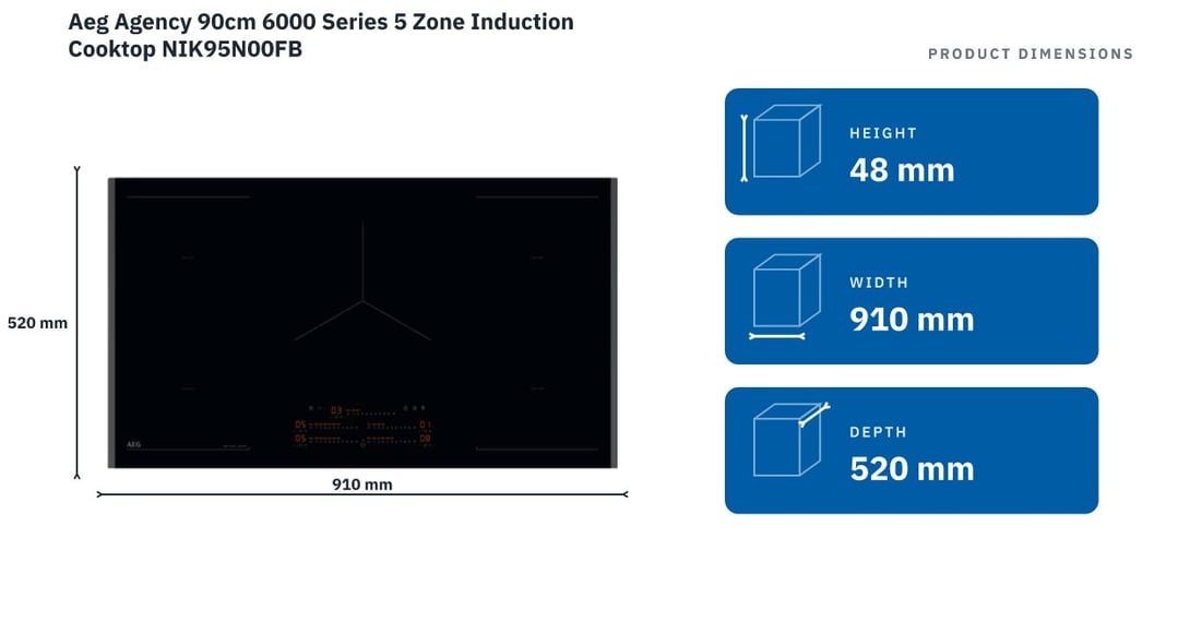 AEG 90cm 6000 Series 5 Zone Induction Cooktop NIK95N00FB