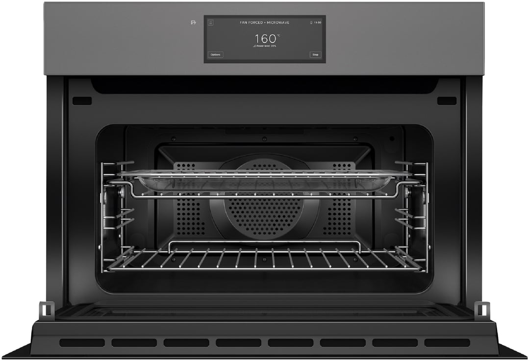 Fisher & Paykel 60cm Minimal Handleless Compact Combi-Microwave Oven, Grey OM60NMUNG5