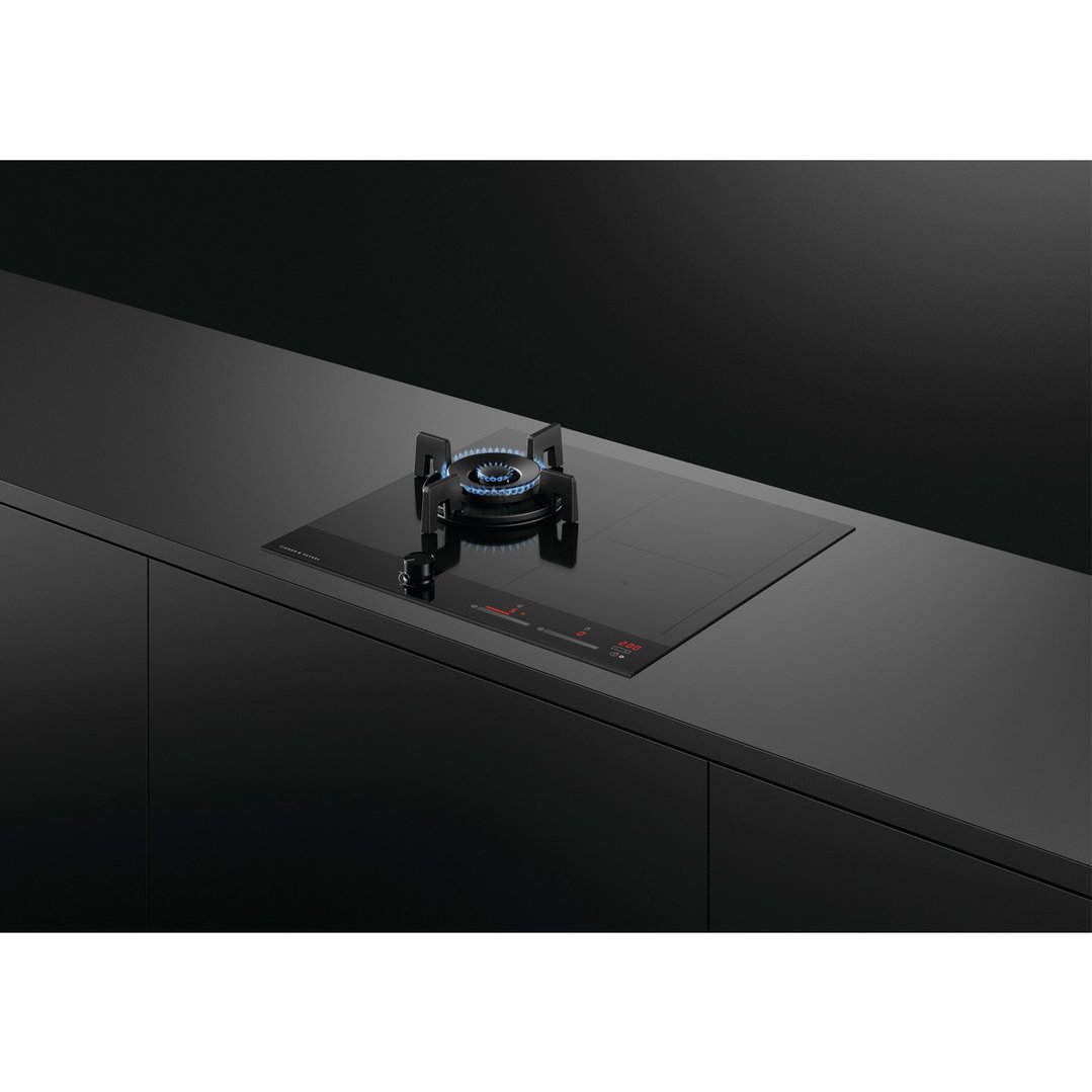 Fisher & Paykel 60cm Series 9 1 Burner + 2 Zone Hybrid Cooktop, 2 SmartZones, Natural Gas CGI603DNGTB4
