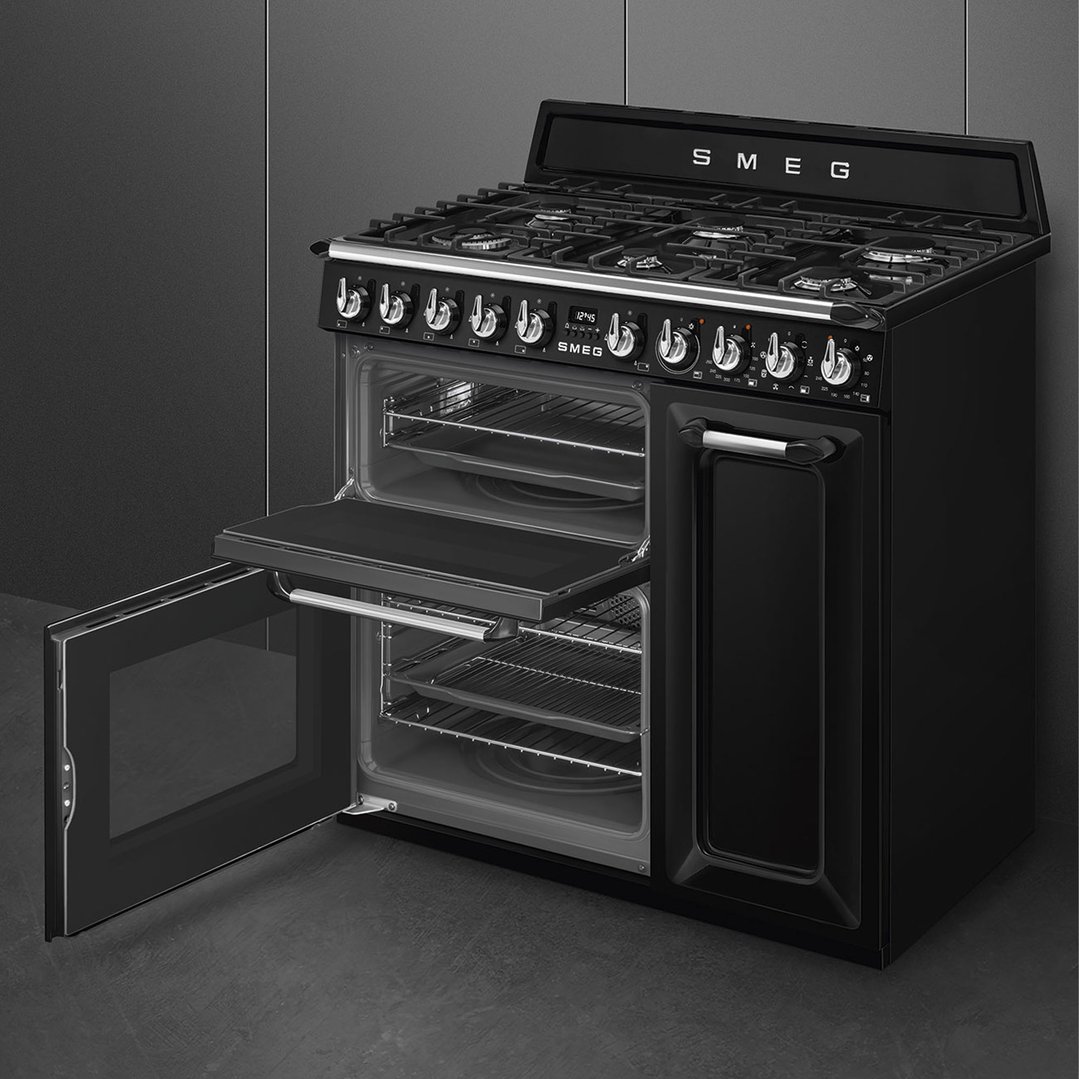 Smeg 90cm Victoria Aesthetic Freestanding Dual Fuel Oven/Stove TRA93BL