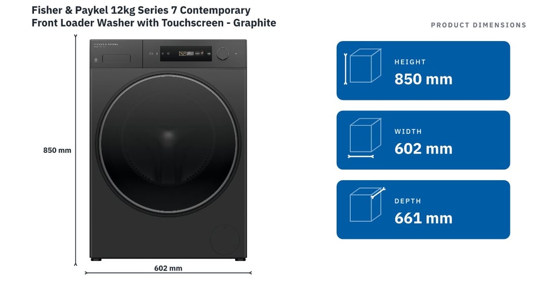 Fisher & Paykel 12kg Series 7 Contemporary Front Loader Washer with Touchscreen - Graphite WH1260DG5