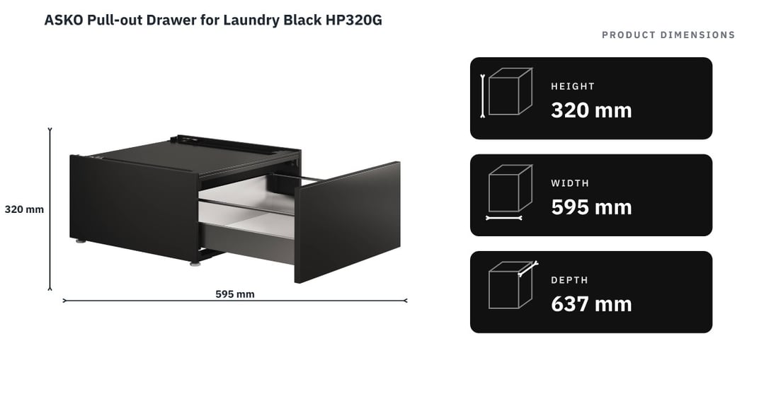 ASKO Pull-out Drawer for Laundry Black HP320G — product dimensions