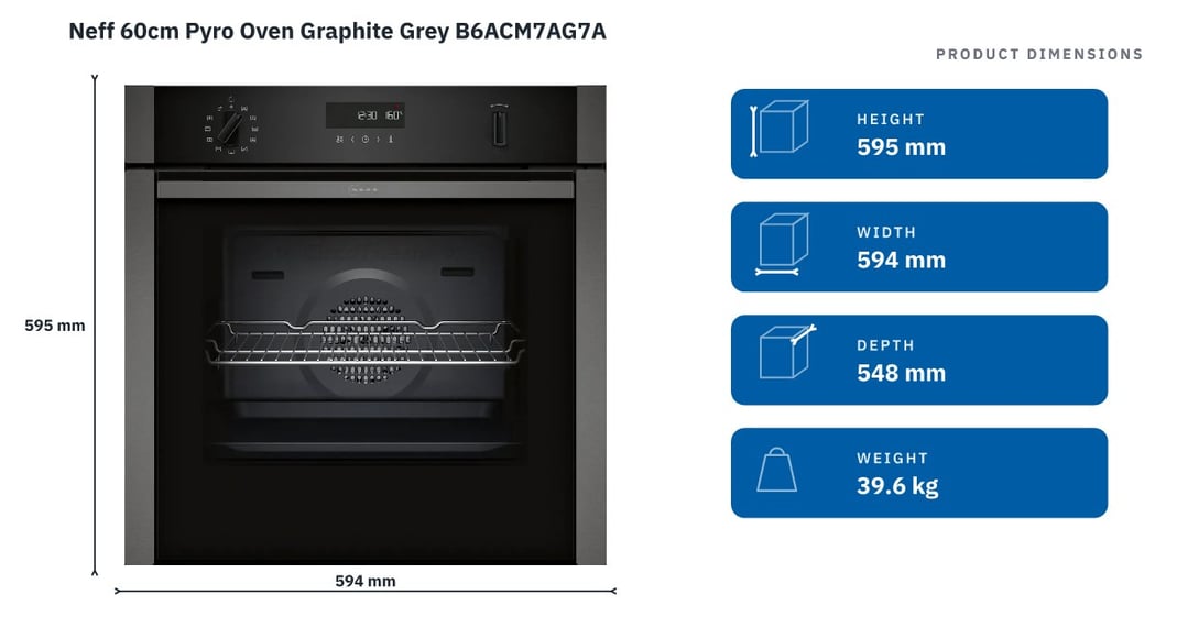 Neff 60cm Pyro Oven Graphite Grey B6ACM7AG7A