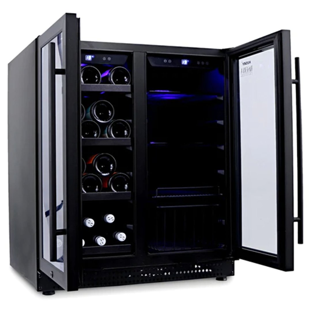 Husky Riserva 168L Double Door Dual Zone Wine Fridge in Black HUSWS66MBZY