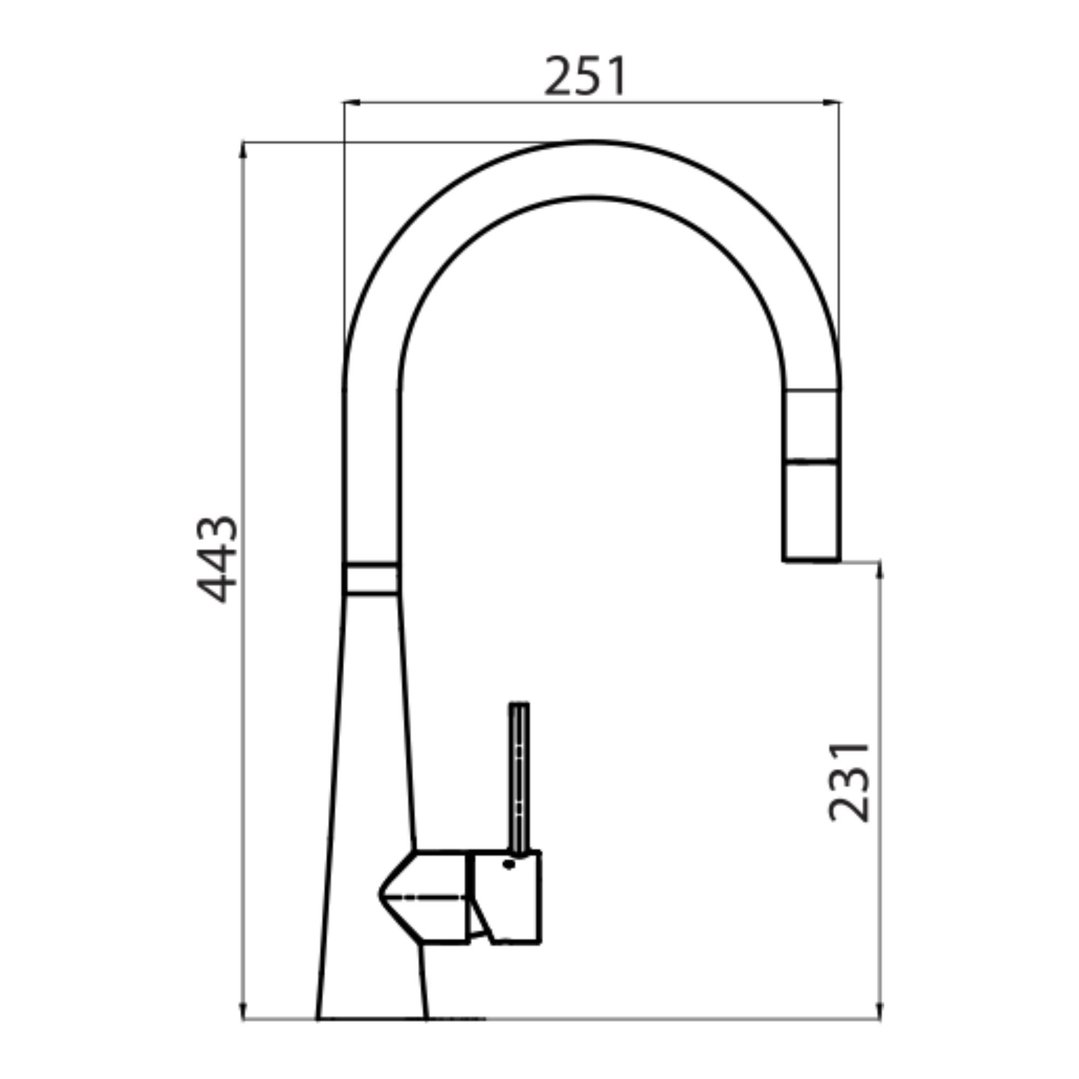 Oliveri Essente 316 Stainless Steel Goose Neck Pull Out Mixer - Brushed Black SS31625-BL