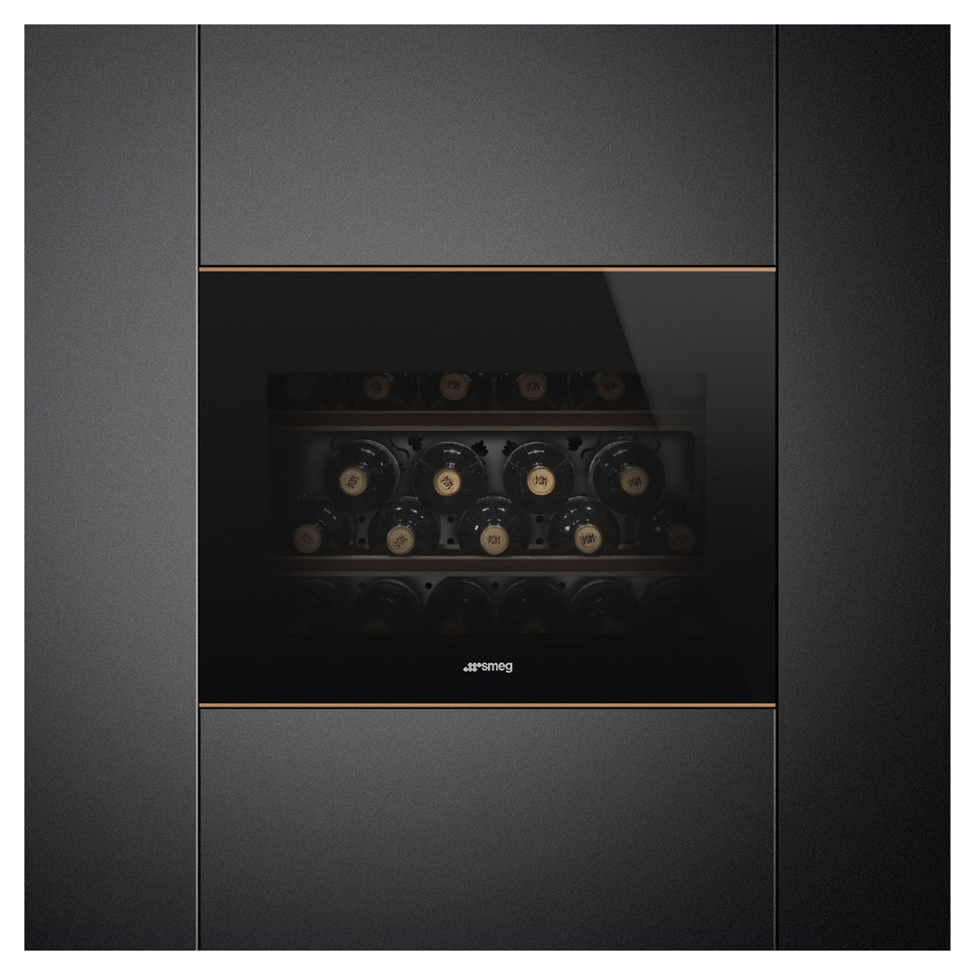Smeg 45cm Black Dolce Stil Novo Built-In Wine Cooler - 21 Bottles CVI621NR3