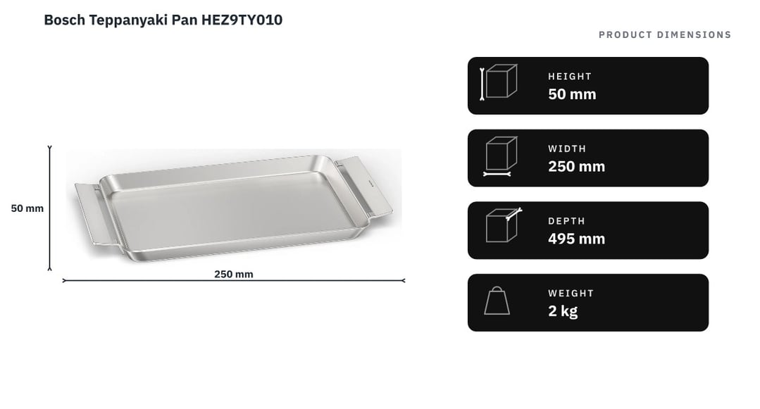 Bosch Teppanyaki Pan HEZ9TY010 — product dimensions