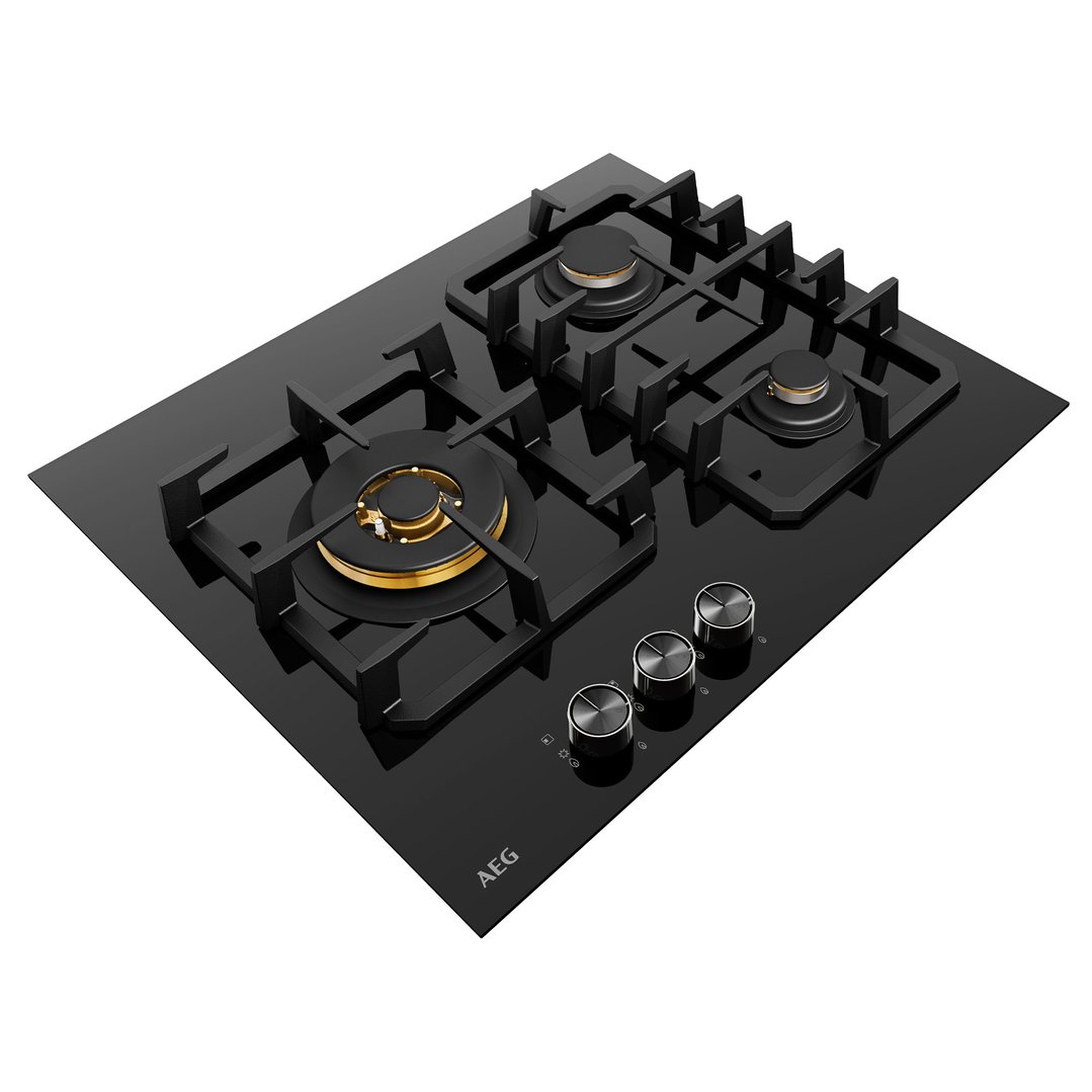 AEG 60cm 3 Burner Ceramic Glass Gas Cooktop HGC6366BB