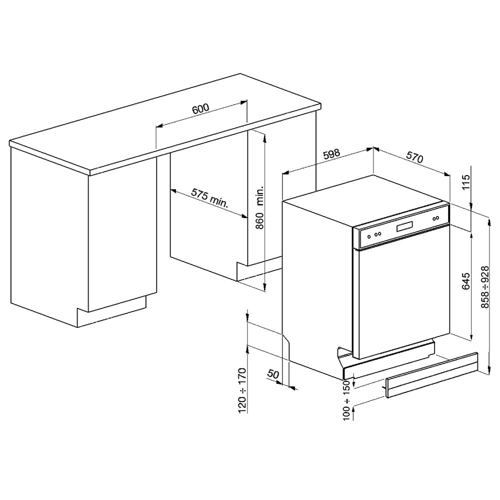 Smeg 60cm Diamond Series Built Under Dishwasher DWAU6D15XT3