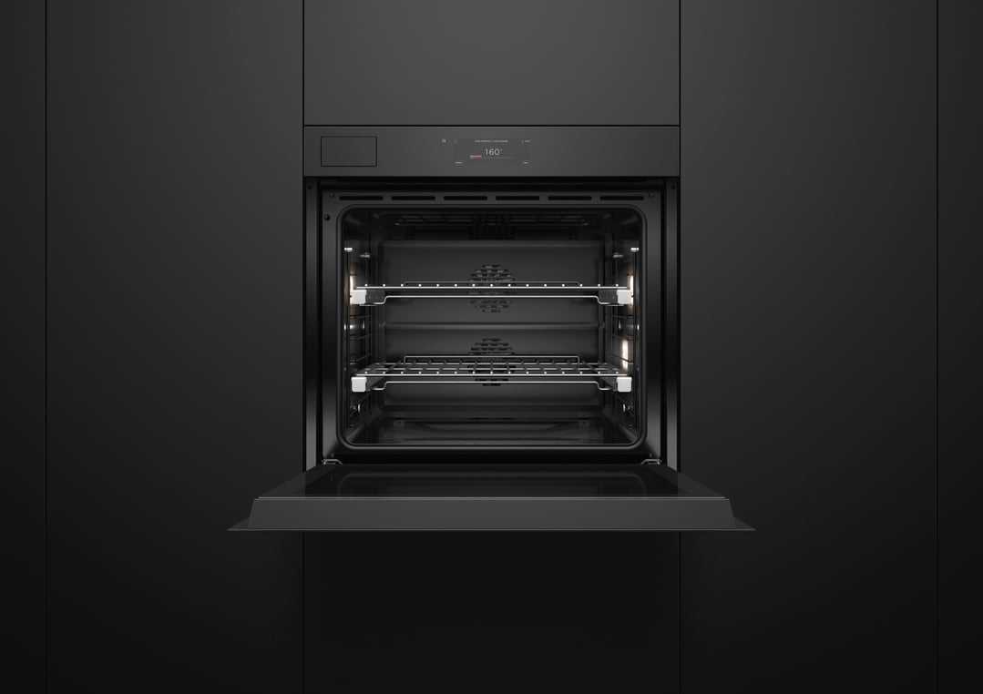 Fisher & Paykel 76cm Series 11, Minimal Handleless Pyrolytic Steam Assist Oven, Black Glass OB76SMPSUNB3