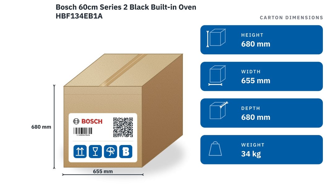 Bosch 60cm Series 2 Black Built-in Oven HBF134EB1A