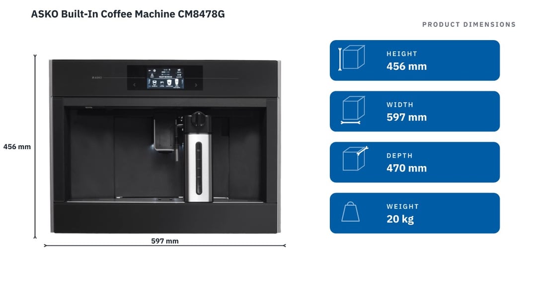 ASKO Built-In Coffee Machine CM8478G — product dimensions