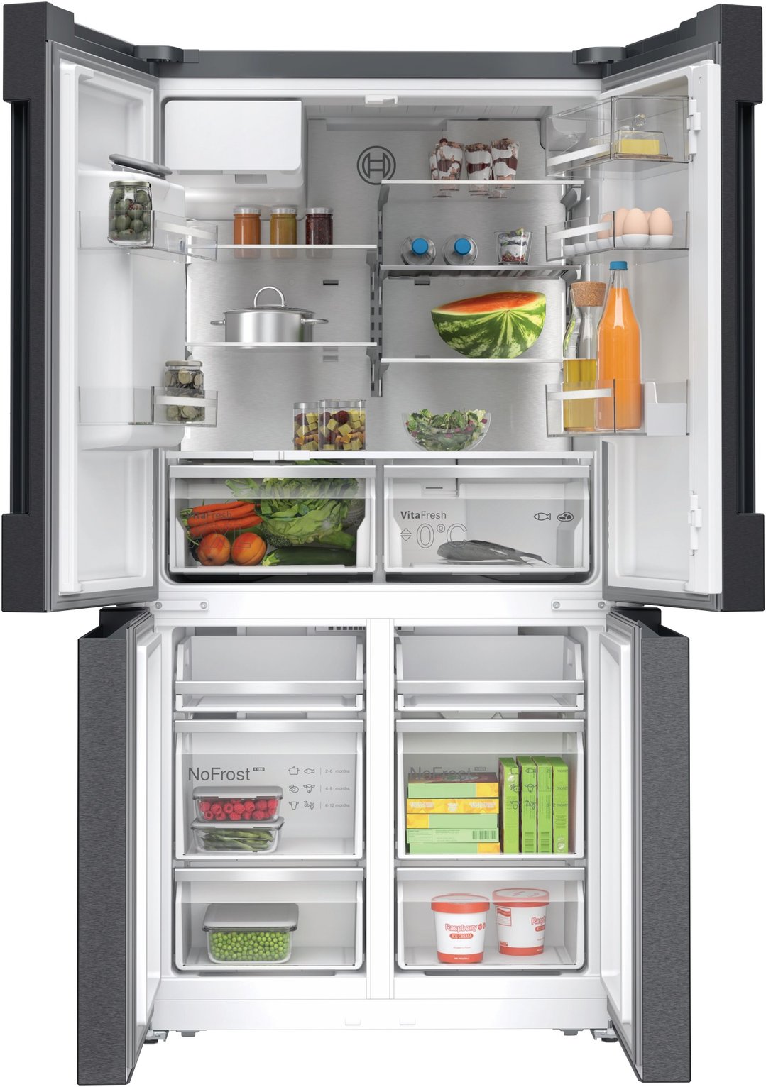 Bosch Series 6 Multi Door Fridge Freezer Brushed Black Steel KFD96AXEAA