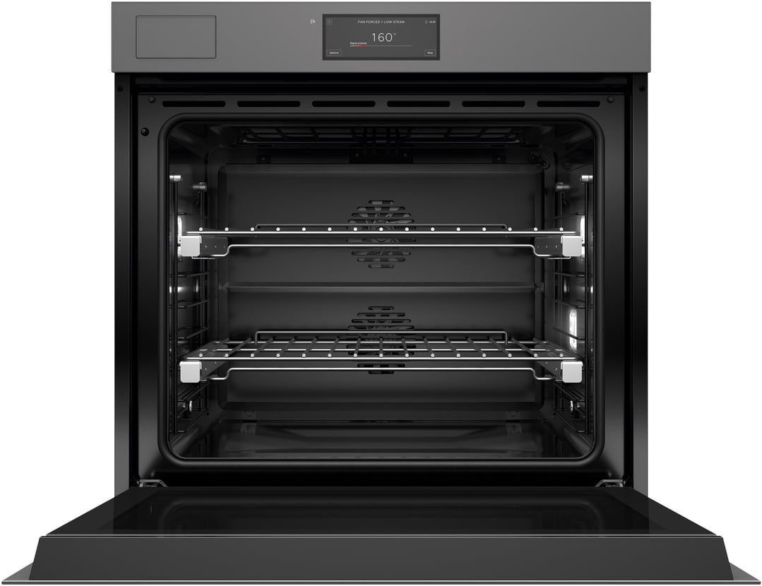 Fisher & Paykel 76cm Series 11, Minimal Handleless Pyrolytic Steam Assist Oven, Grey Glass OB76SMPSUNG3