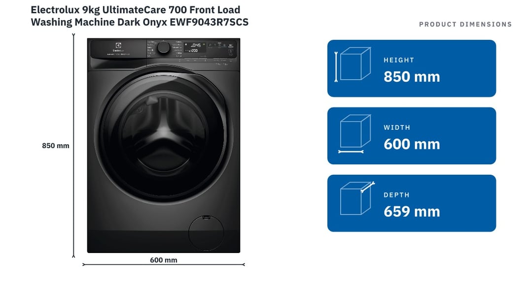 Electrolux 9kg UltimateCare 700 Front Load Washing Machine Dark Onyx EWF9043R7SCS