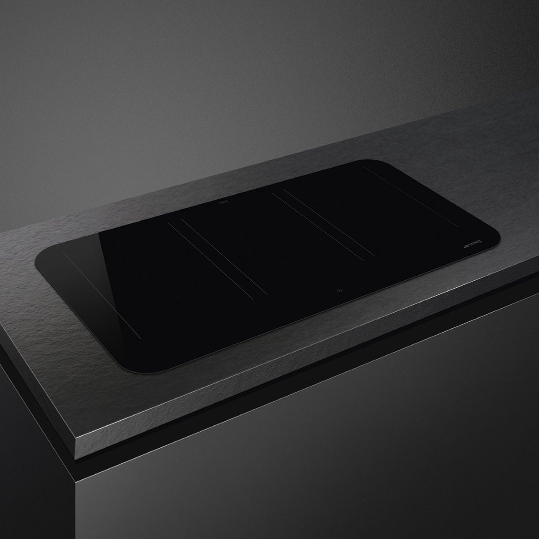 Smeg 90cm Isola Flat Induction Cooktop with Autovent 2.0 - Black SISL7964