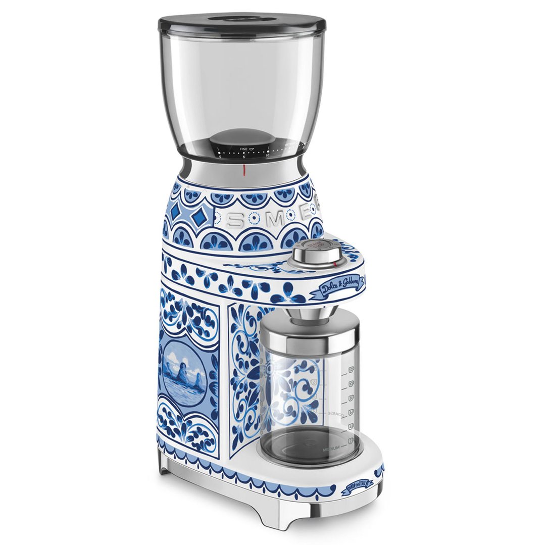 Smeg 50's Style Dolce & Gabbana Coffee Grinder - Blue Mediterraneo CGF01DGBAU