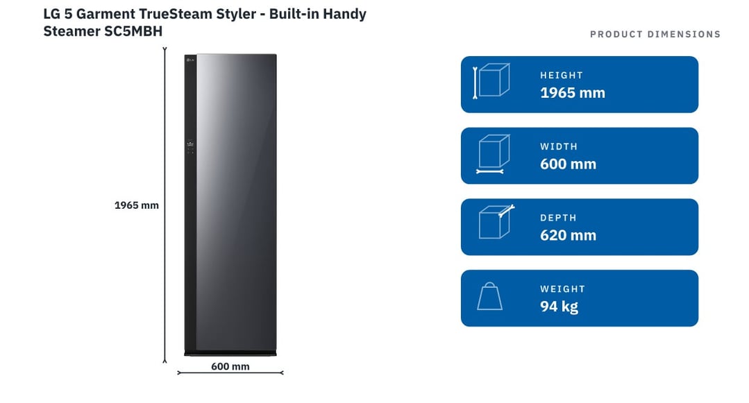 LG 5 Garment TrueSteam Styler - Built-in Handy Steamer SC5MBH