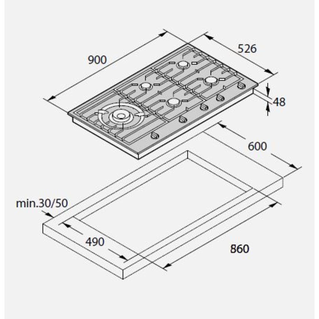 Asko 90cm Gas Cooktop Stainless Steel HG1986SD