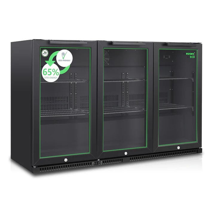 Husky 280L Eco Triple Door Back Bar Drinks Chiller - Black C3HECO840BKAU