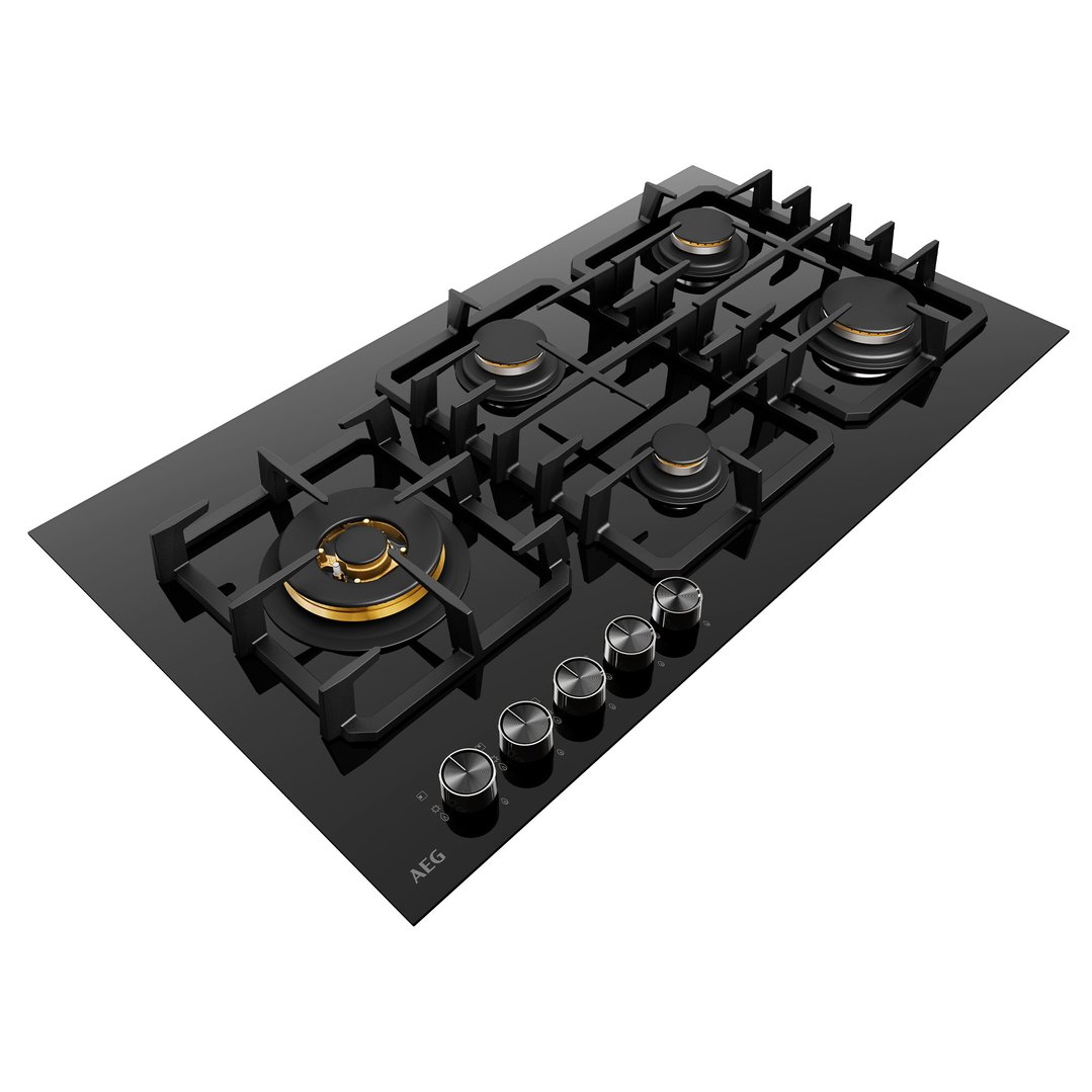 AEG 90cm 5 Burner Ceramic Glass Gas Cooktop HGC9566BB