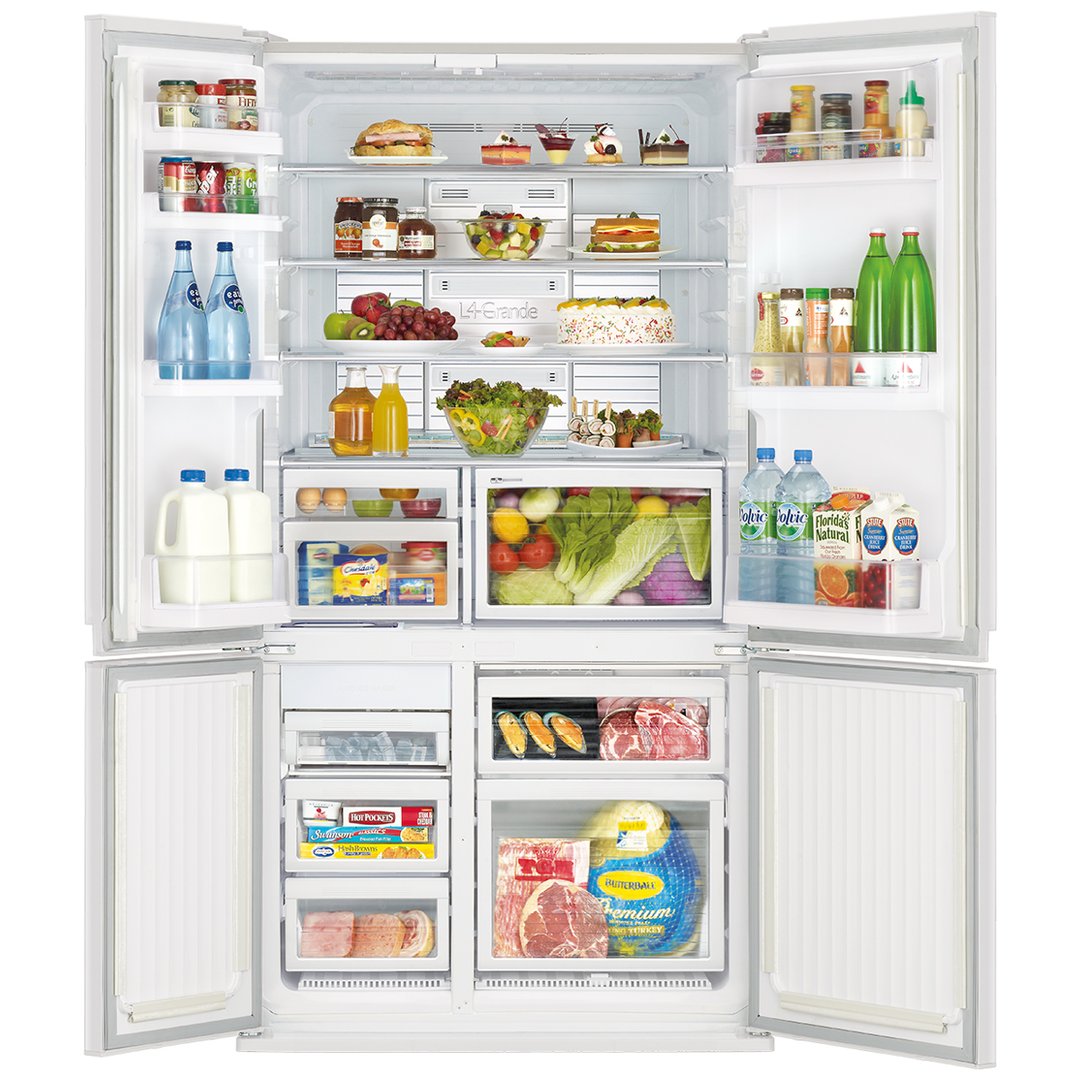 Mitsubishi Electric 635L L4 Glass French Door - Glacier White MRLA635ERGWHA