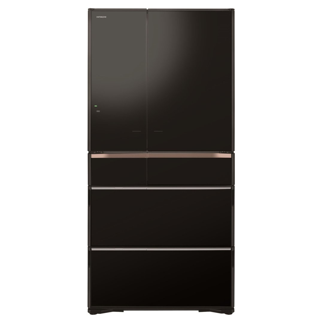 Hitachi 735L Multi Drawer French Door Fridge, Black Glass RZX740RAXK