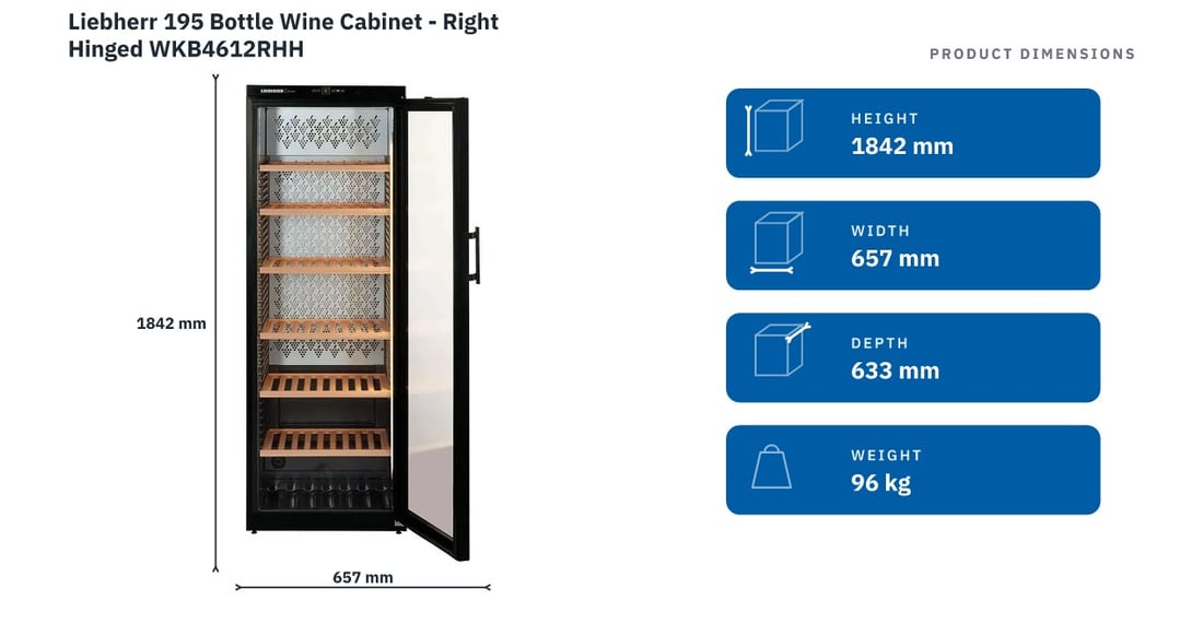 Liebherr 195 Bottle Wine Cabinet - Right Hinged WKB4612RHH