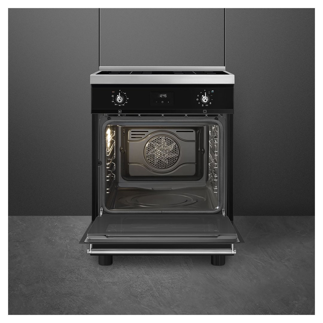 Smeg 60cm Classic Pyrolytic 4 Zone Induction Freestanding Cooker - Gloss Black C6IPBLT2