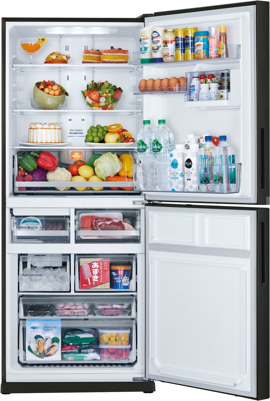 Mitsubishi Electric 421L HS Steel Series Bottom Mount Fridge - Matte Black MR-HS421EX-MB-A