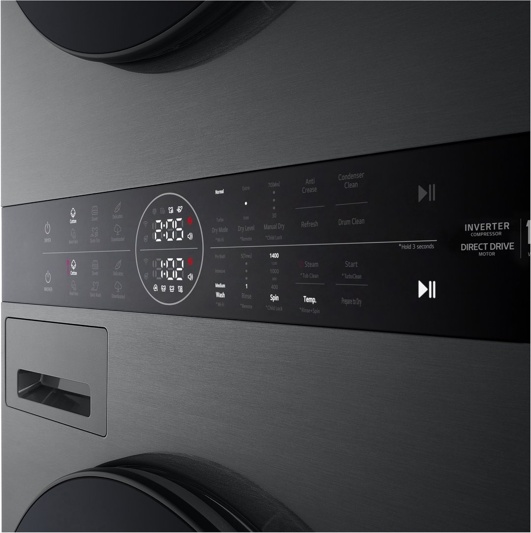 LG 12/10kg WashTower™ Stacked Washer Dryer - Black WWT-1210BX