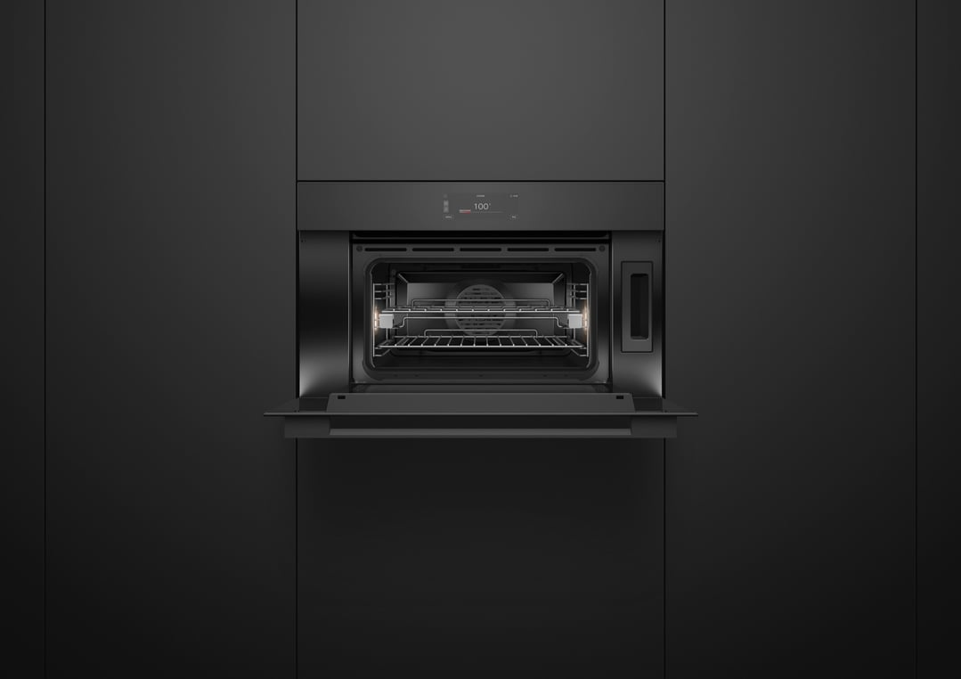 Fisher & Paykel 76cm Series 9, Minimal Compact Combi-Steam Oven, Black Glass OS76NMUB3