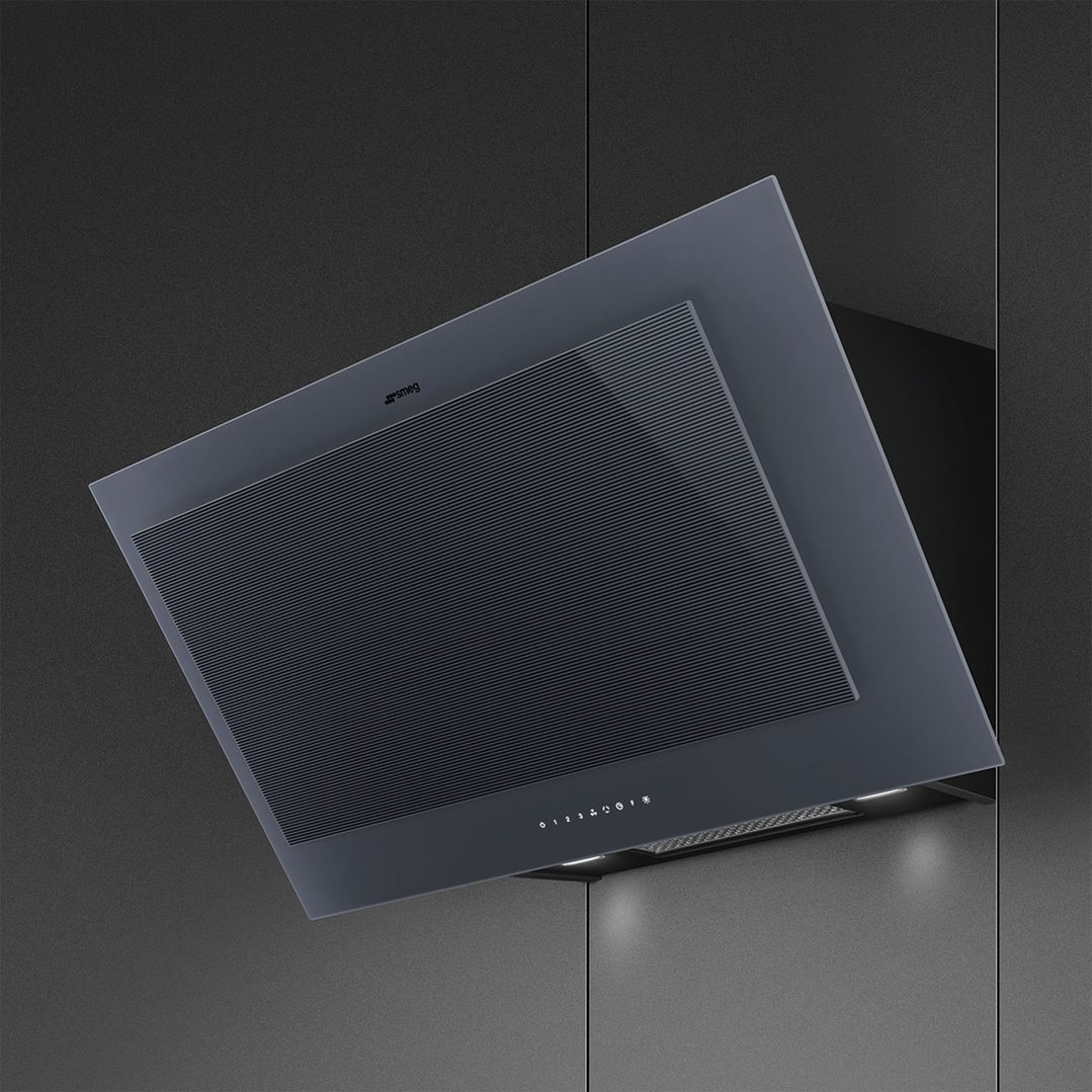Smeg Linea 90cm Vertical Rangehood - Neptune Grey KV194G