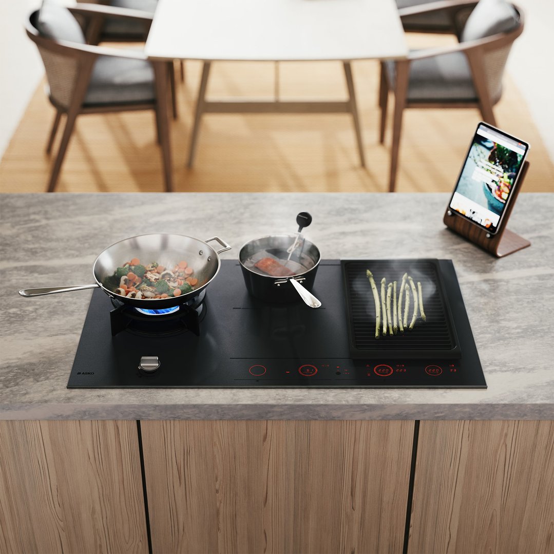 Asko 90cm Duo Fusion Combined Gas & Induction Cooktop - Matte Black HIG89524MGD1
