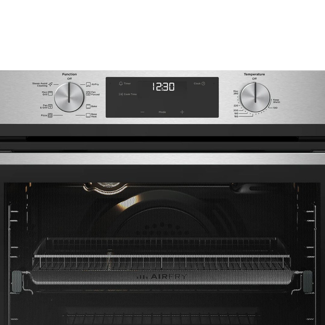 Westinghouse 60cm multi-function 8 stainless steel oven with Air Fry, programmable timer, and 80L WVE6516SD