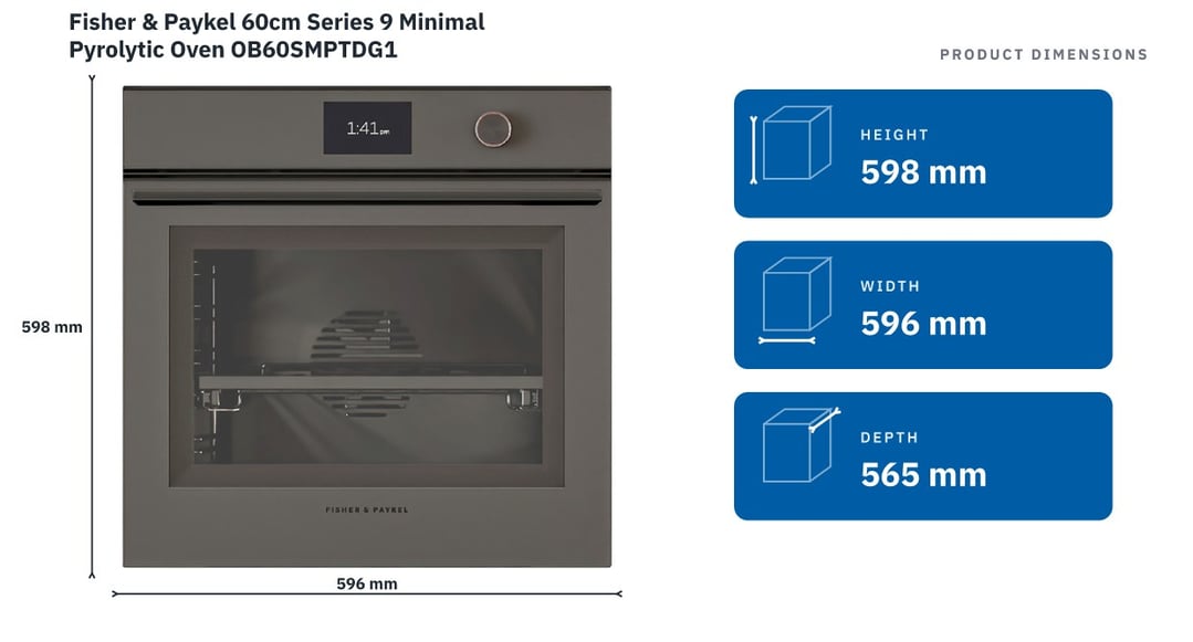 Fisher & Paykel 60cm Series 9 Minimal Pyrolytic Oven OB60SMPTDG1